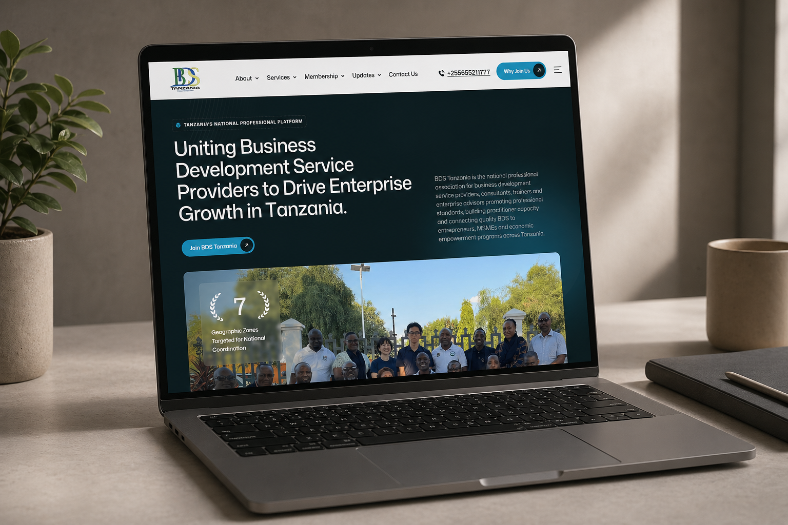 Bebrandg project BDS Tanzania organisation website homepage preview